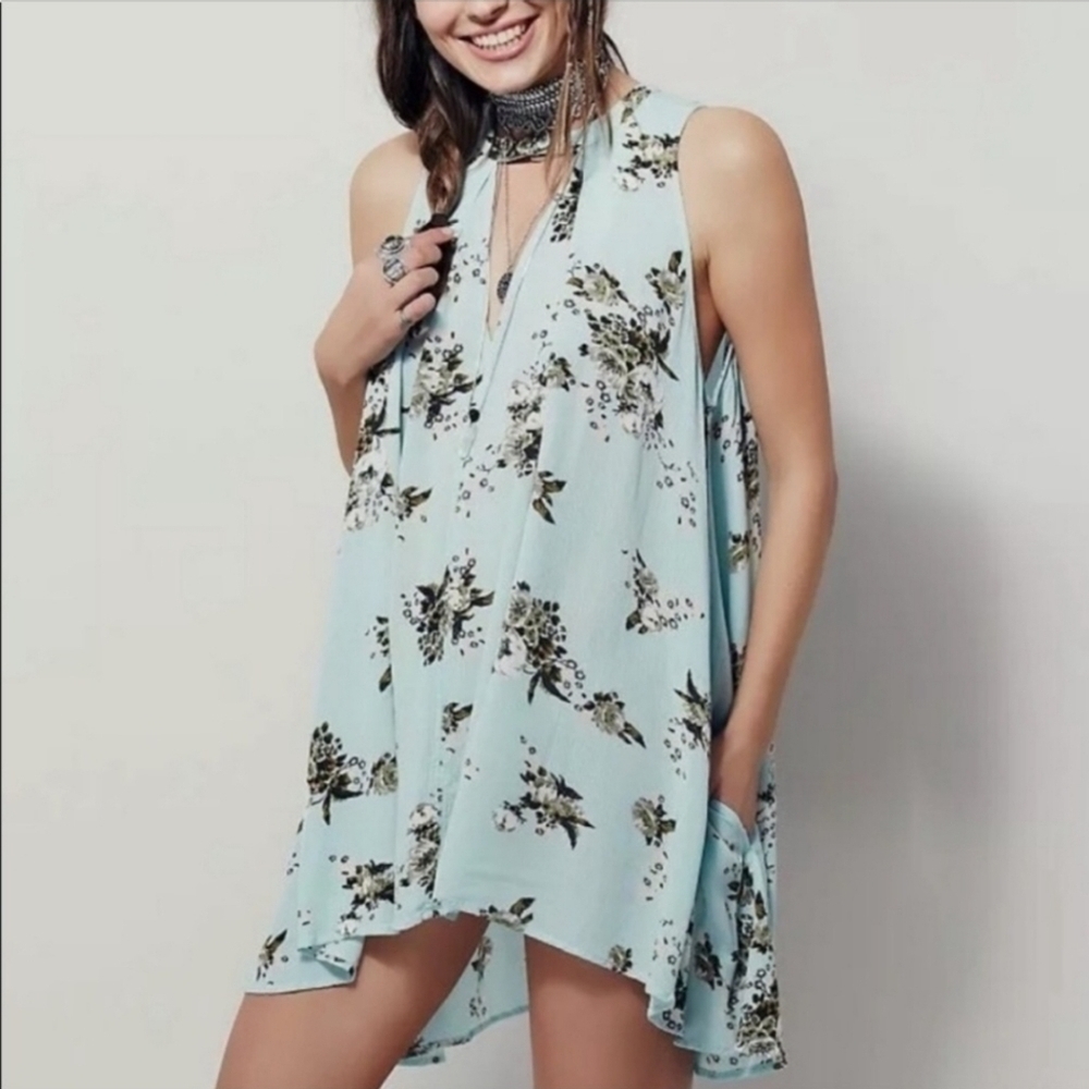 Free People Mint Tree Swing Trapeze Dress/Top with Pockets Size S/P